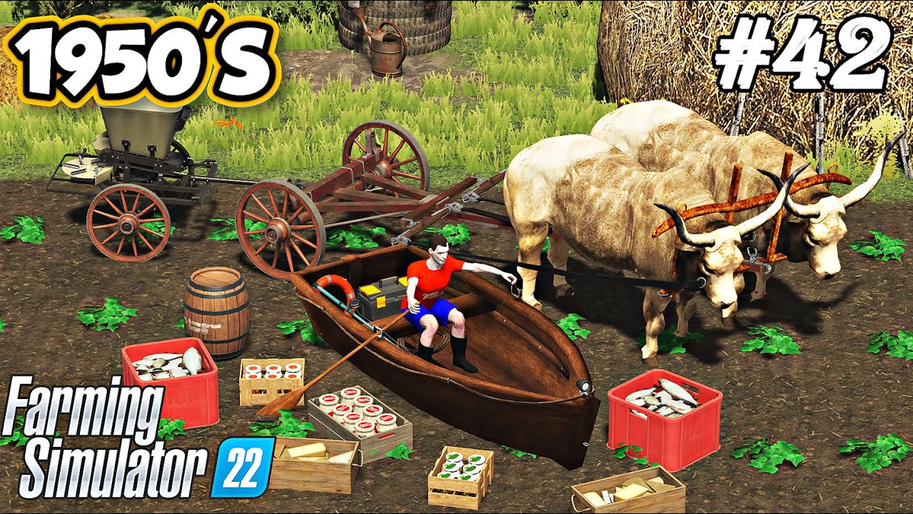 1950-е. Рыбалка. Разбрасывание удобрений. Сок, джемы, сыры, огурцы, клубника. FS 22. Эпизод 42