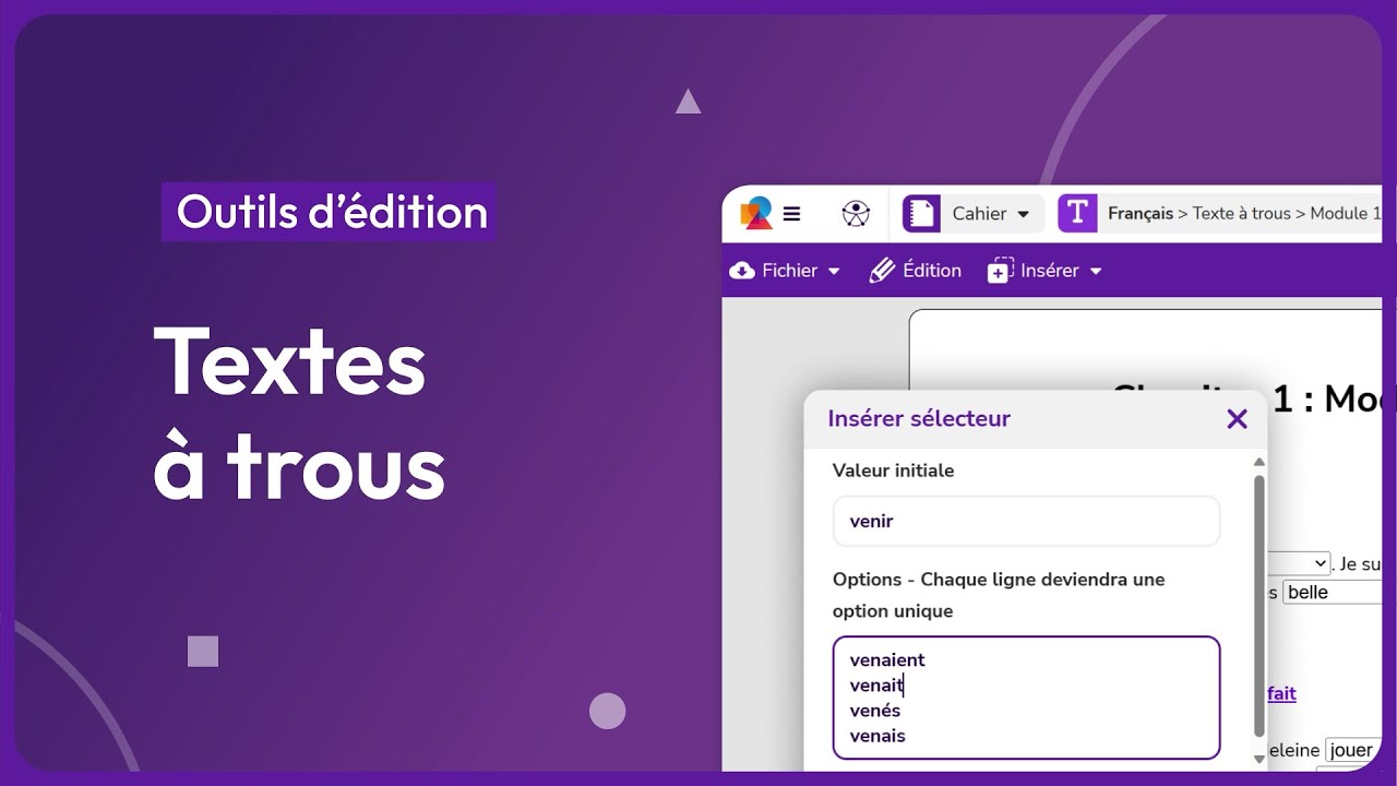 Ajouter des textes à trous ou des listes déroulantes - Les tutoriels Cantoo Scribe