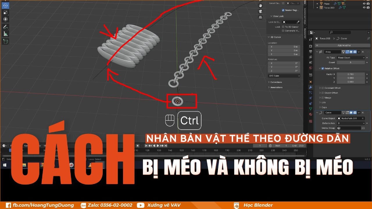 ✅ CÁCH NHÂN BẢN VẬT THỂ CHẠY THEO ĐƯỜNG DẪN BỊ MÉO VÀ KHÔNG BỊ MÉO  | HỌC BLENDER