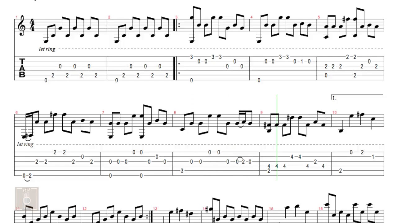 Love story - Tab guitar solo classic