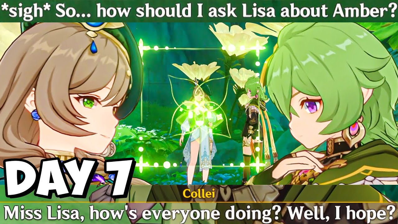 DAY 7 LISA LOCATION, LISA Meets COLLEI in SUMERU Cutscene Genshin Impact | LISA SKIN SUMERU