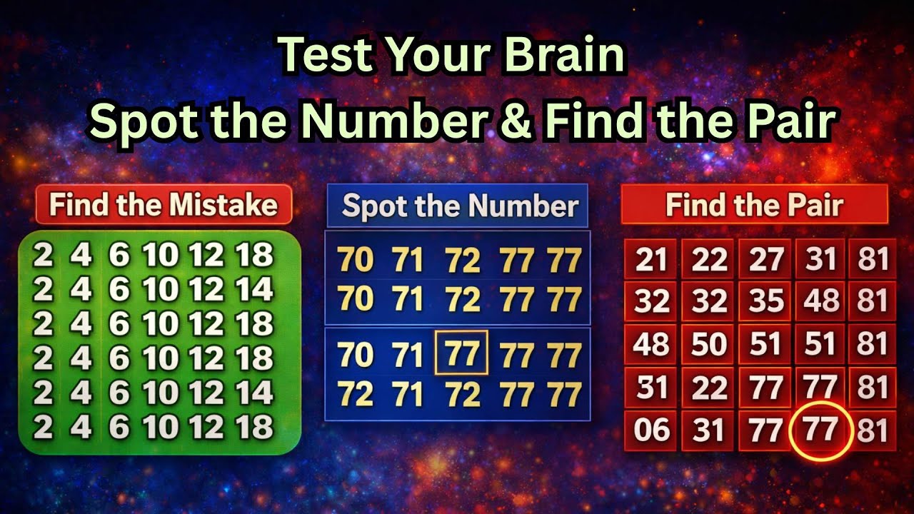 🔥 9 Brain Puzzles - Spot the Number & Find the Pair #braintest
