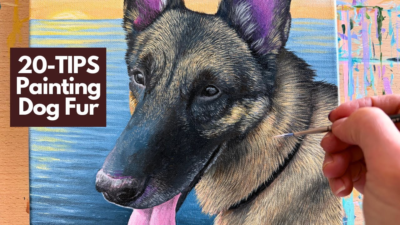 Paint Realistic Dog Fur in Acrylics | German Shepherd Pet Portrait for Beginners 20-Tips