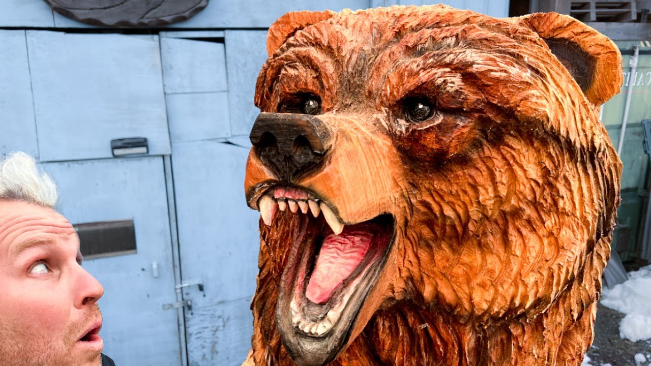 AMAZING CHAINSAW BEAR Carving - The Biggest Bears I've EVER CARVED