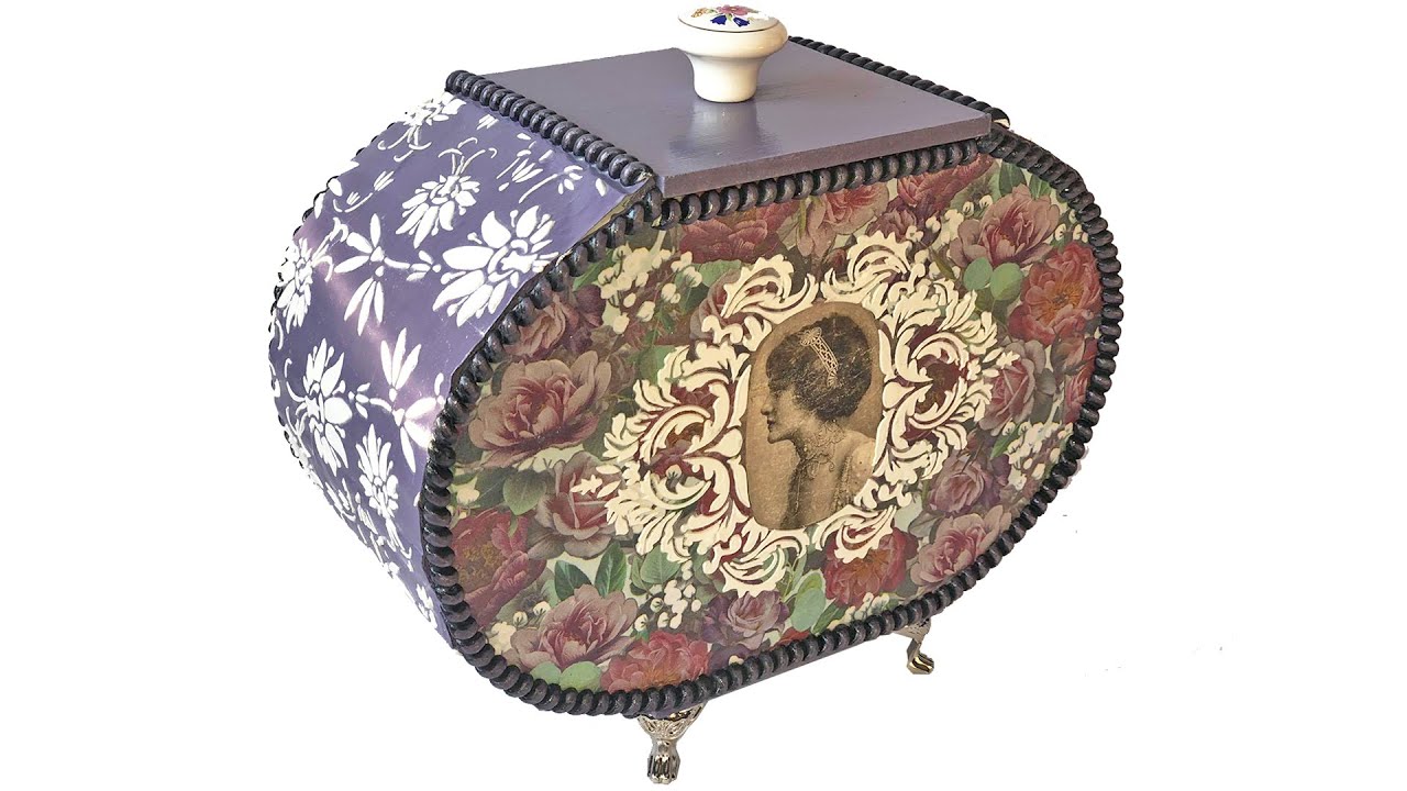 DIY CARDBOARD BOX WITH NAPKIN / DECOUPAGE BOX MADE OF CARDBOARD