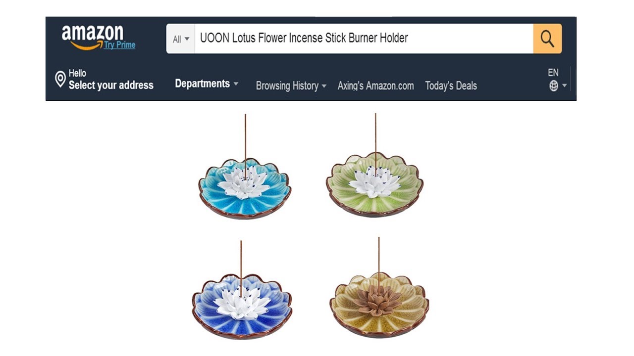 UOON Incense Stick Burner Holder - Handmade Ceramic Lotus Flower Incense Burner