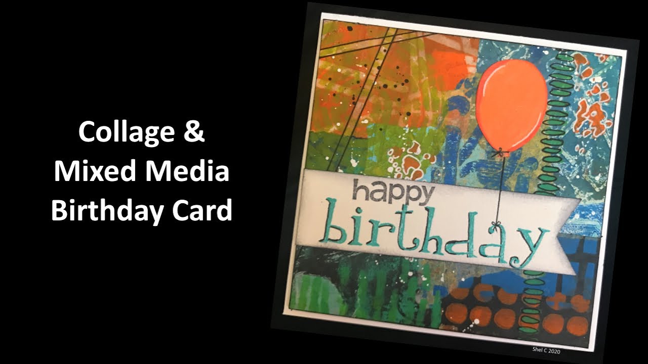 Collage Mixed Media Birthday Card 6X6 Size
