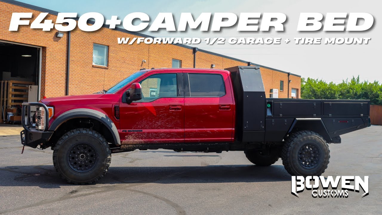F450 Camper Bed Walkaround | ½ Forward Garage + Tire Mount l Bowen Customs