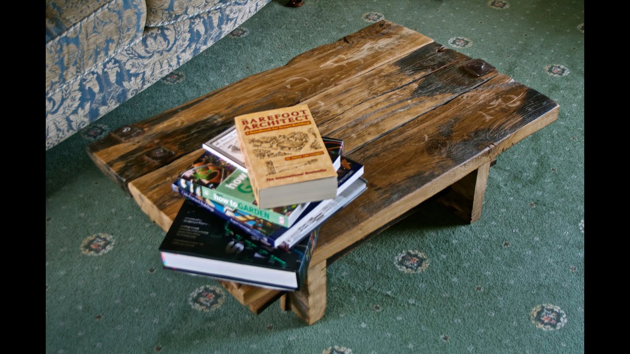 Reclaimed wood coffee table - recycled 500 year old oak DIY