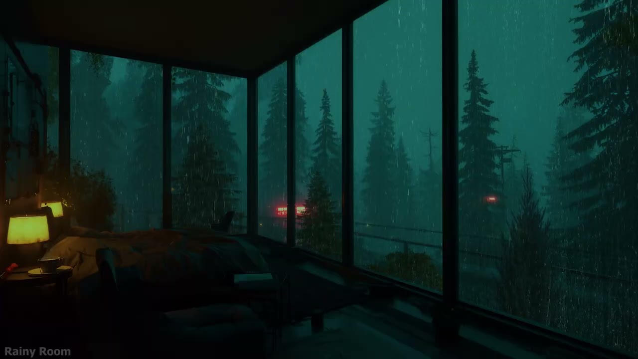 Deep Forest Night Rain | Healing Rain Sounds in a Dark Room for Sleepy Relaxation🌧️