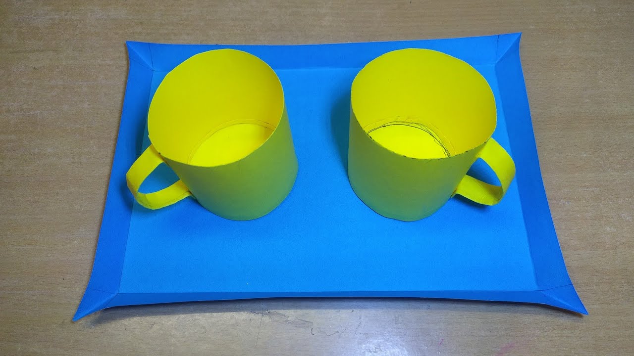 Paper cup tray set making at home | Diy Origami paper cup tray set | Paper cup tray 