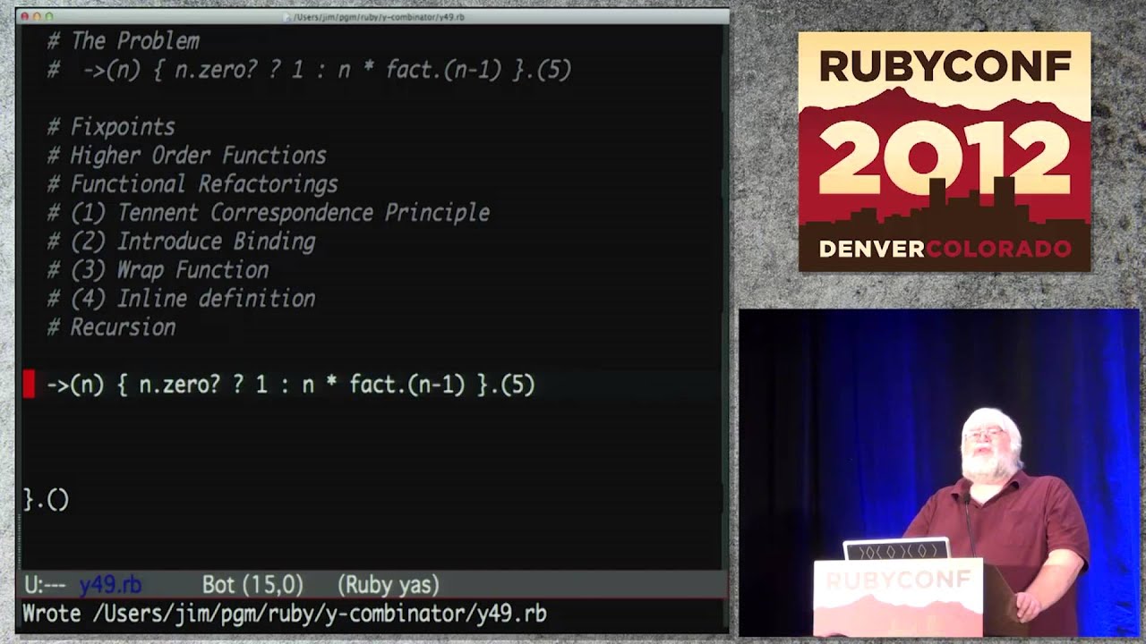 Ruby Conf 12 - Y Not - Приключения в функциональном программировании Джима Вейриха