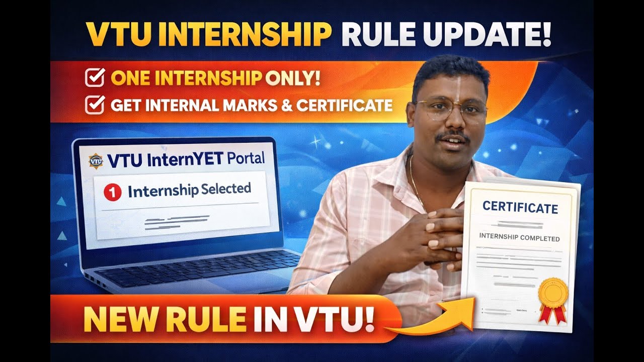 VTU Internship New Rule 2026 | Only ONE Internship Allowed | InternYET Portal Update