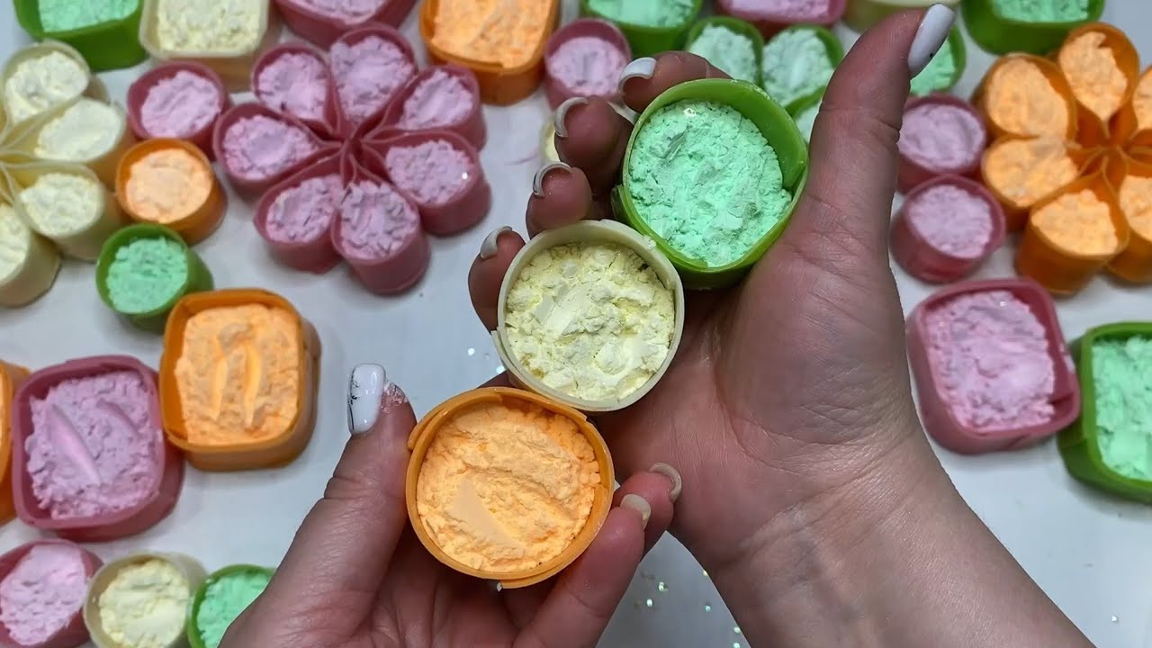 Compilation set 🌟30 minutes only starch 🩵💛🧡Crushing boxes , flowers , heart  with starch 😆