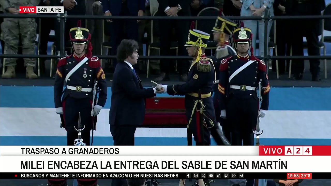 🚨 DISCURSO Y ENTREGA DEL SABLE DE SAN MARTÍN DE JAVIER MILEI A LOS GRANADEROS