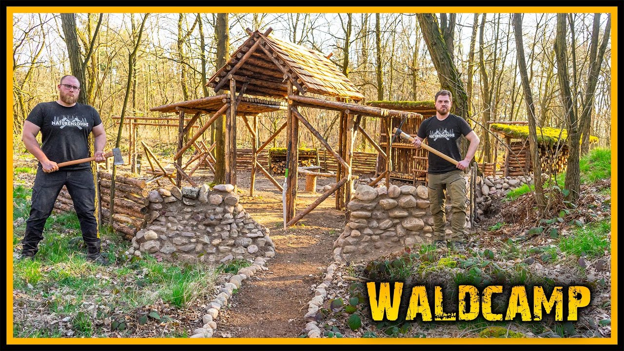 Bushcraft Camp [S05/E18] Steinmauer und Theke im Haus 🏕️ - Outdoor Bushcraft Lagerbau