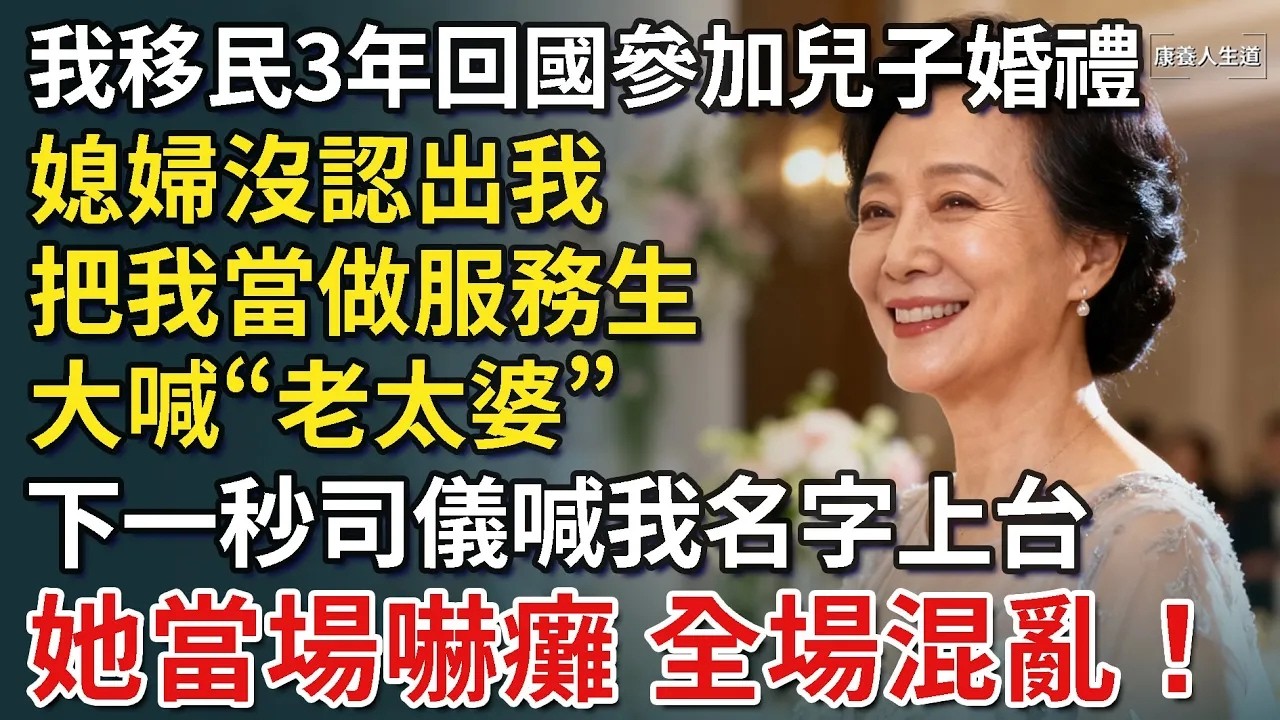 我移民3年回國參加兒子婚禮，媳婦沒認出我，把我當做服務生大喊老太婆，下一秒司儀喊我名字上台，她當場嚇癱，全場混亂！【康養人生道】 #康養人生道 #上了年紀該明白的事 #養老 #聰明老人 #長壽秘密