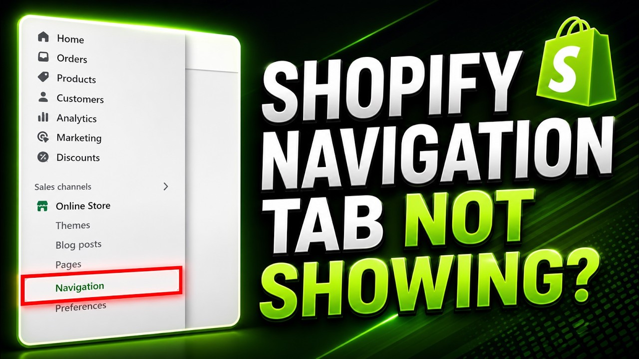 Shopify Navigation Tab Not Showing in Online Store | Shopify Menus
