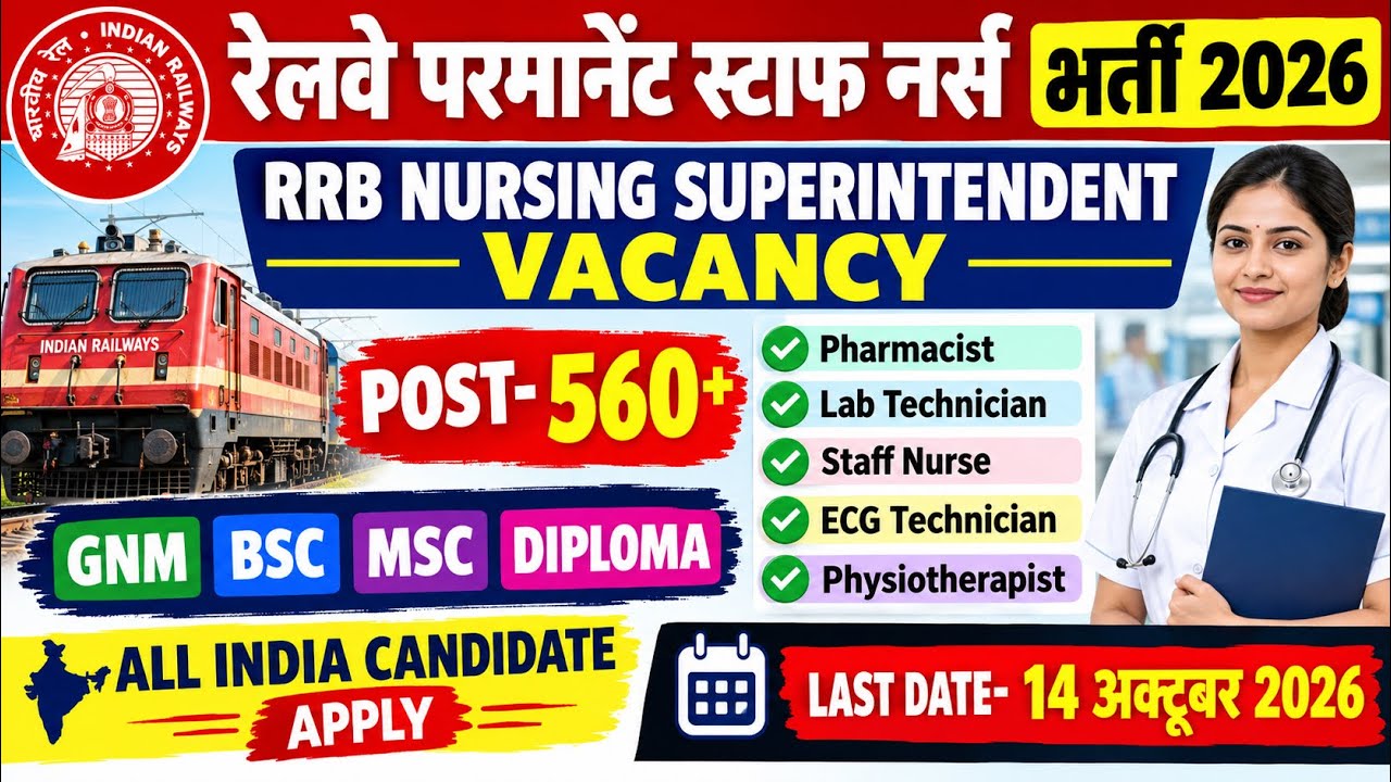 RRB Nursing Superintendent Vacancy 2026 || Railway Staff Nurse Recruitment 2026 || RRB Staff Nurs...