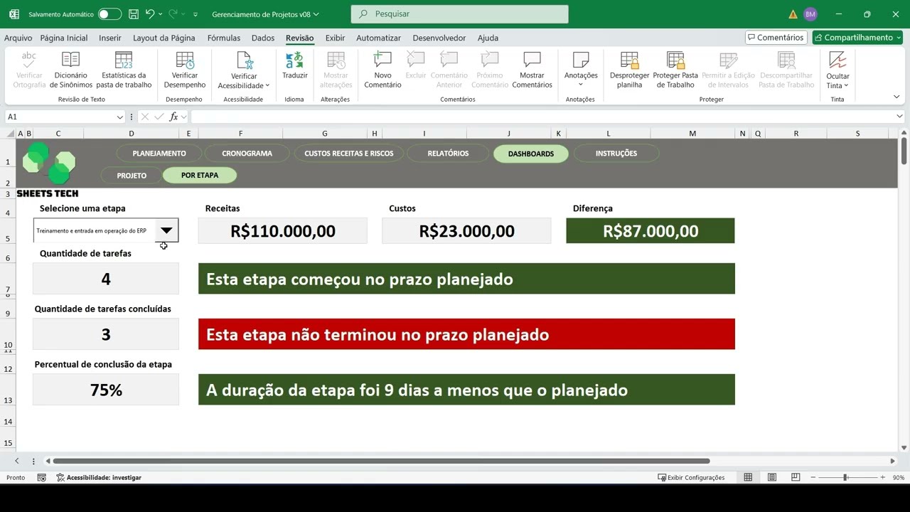 🎯 Planilha de Gerenciamento de Projetos em Excel – Controle total do seu projeto do início ao fim! 📊