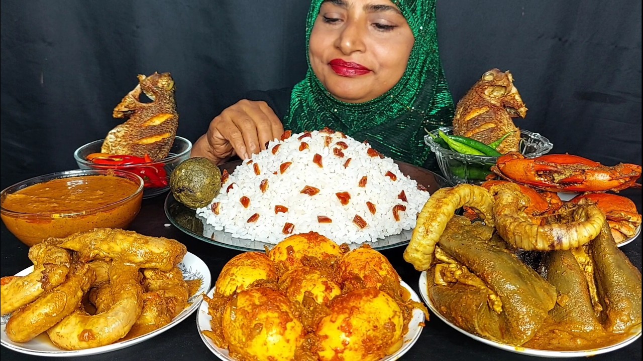 EATING MUTTON LUNG CURRY,EGG MASALA,CHICKEN NECK CURRY,FISH FRY WITH RICE,EATING ASMR,MUKBANG.