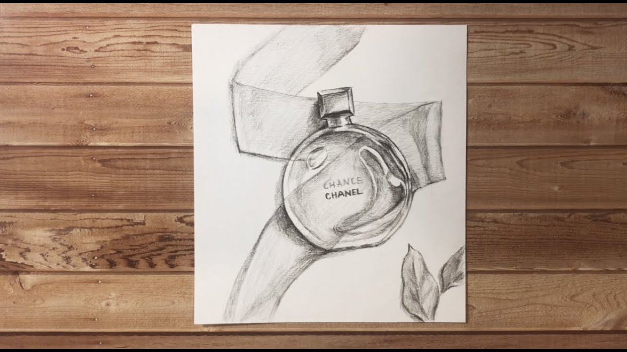 Simple way to draw a Chanel Perfume Bottle || Easy drawing tutorial ||How to Sketch a Perfume Bottle