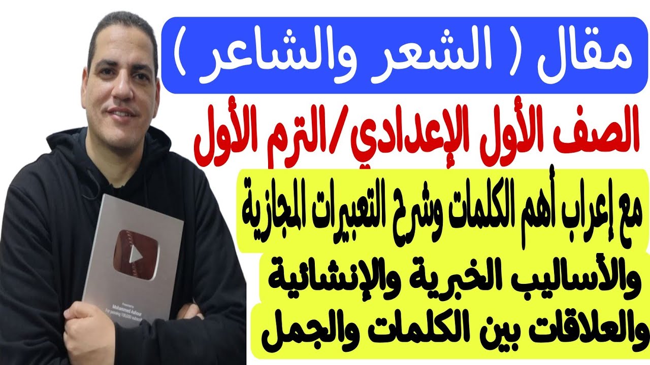 شرح مقال الشعر والشاعر - أولى إعدادي/الترم الأول مع إعراب أهم الكلمات وتحليل المقال كاملًا