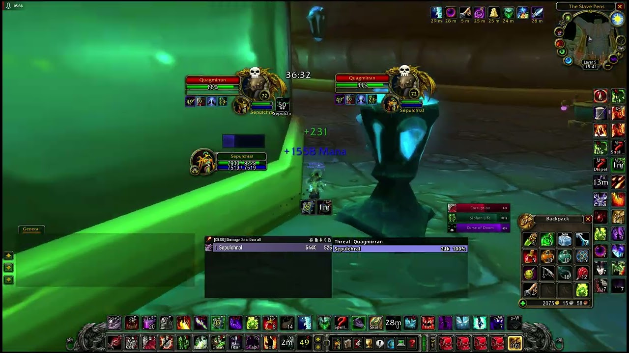 WoW Classic (Anniversary) - Slave Pens (Heroic) Quagmirran Solo Warlock PoV (2026-02-24)