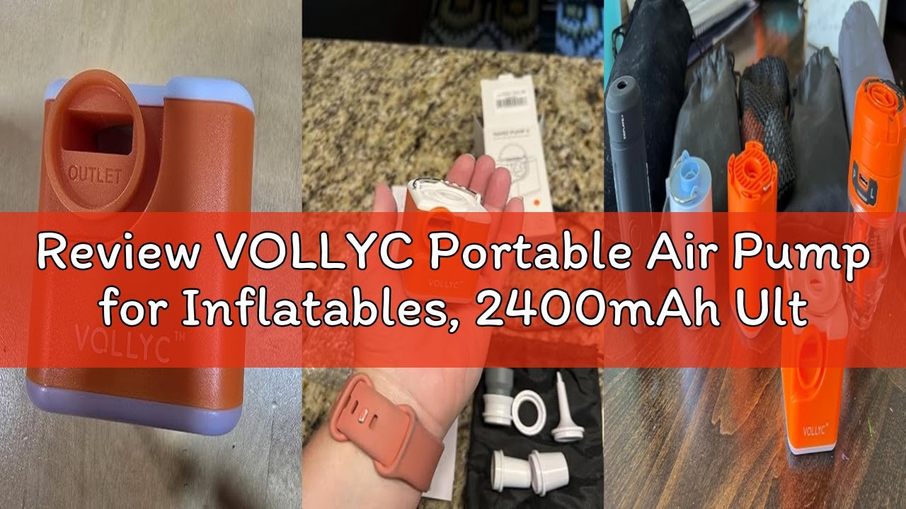 Review VOLLYC Portable Air Pump for Inflatables, 2400mAh Ultra Powerful Mini Air Mattress Pump with
