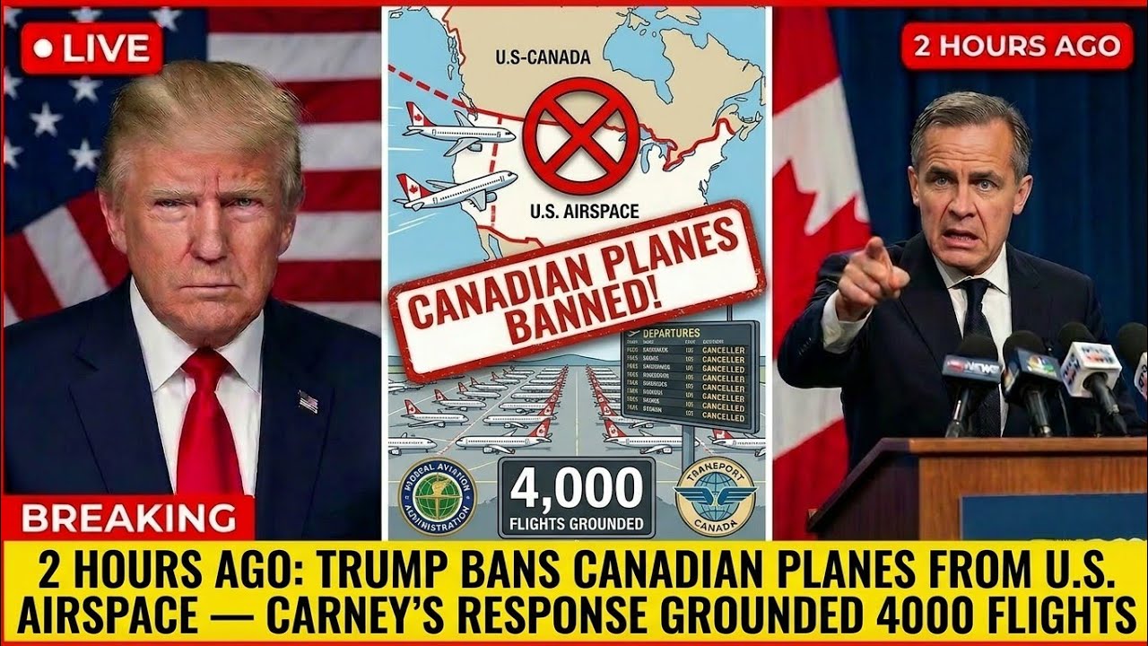 2 Hours Ago: Trump BANS Canadian Planes From U.S. Airspace &mdash; Carney's Response Grounded 4000 Flights