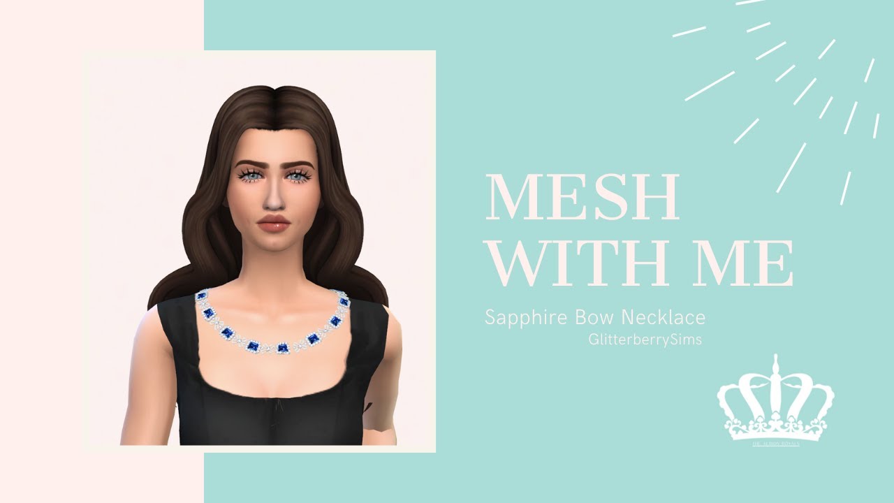 Sims 4 CC- Sapphire Bow Necklace Speed Mesh