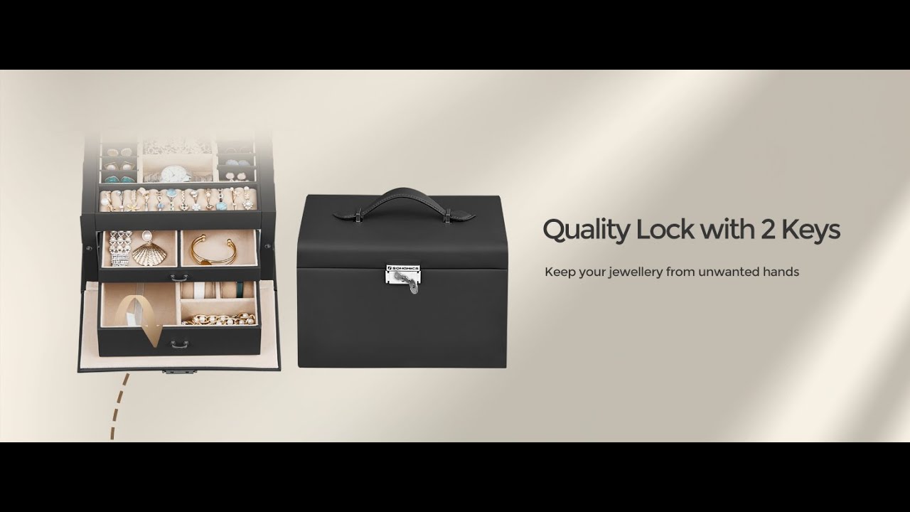 SONGMICS Jewellery Box Jewellery Box with 2 Drawers Mirror JBC121B