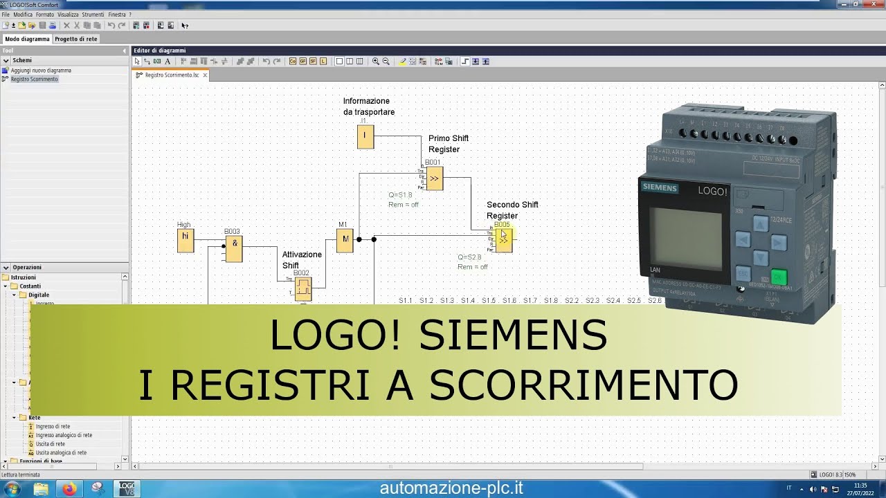 Programmazione LOGO! Siemens: registri a scorrimento concatenati