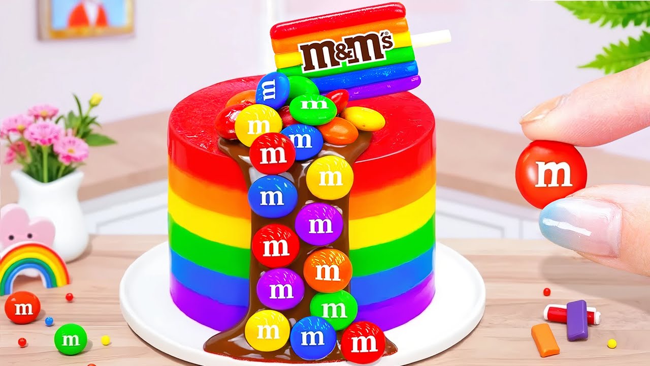 Rainbow M&M Candy Surprise Cake 😍🌈 Best Miniature Rainbow Cake Decorating Ideas 🍰 The Cake Corner