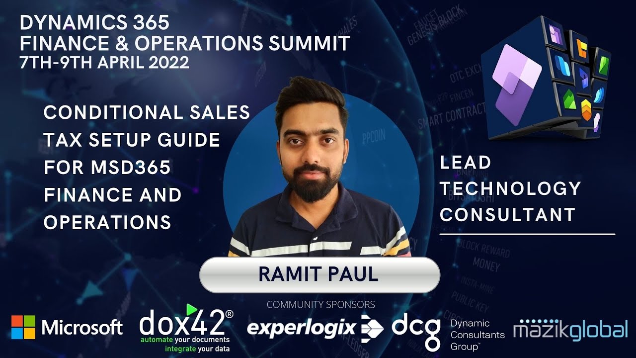 Conditional Sales Tax Setup Guide for MSD365 Finance and Operations - Ramit Paul.