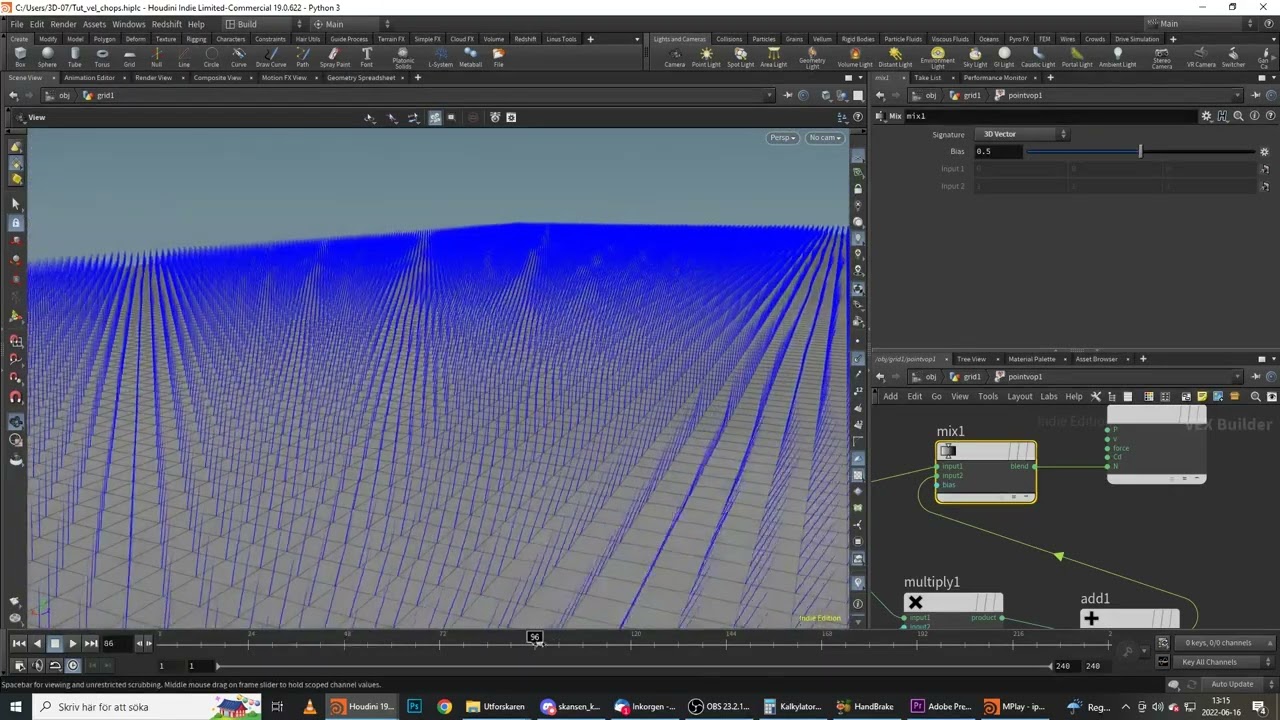 Houdini hair/grass. Using chops and noise instead of sim