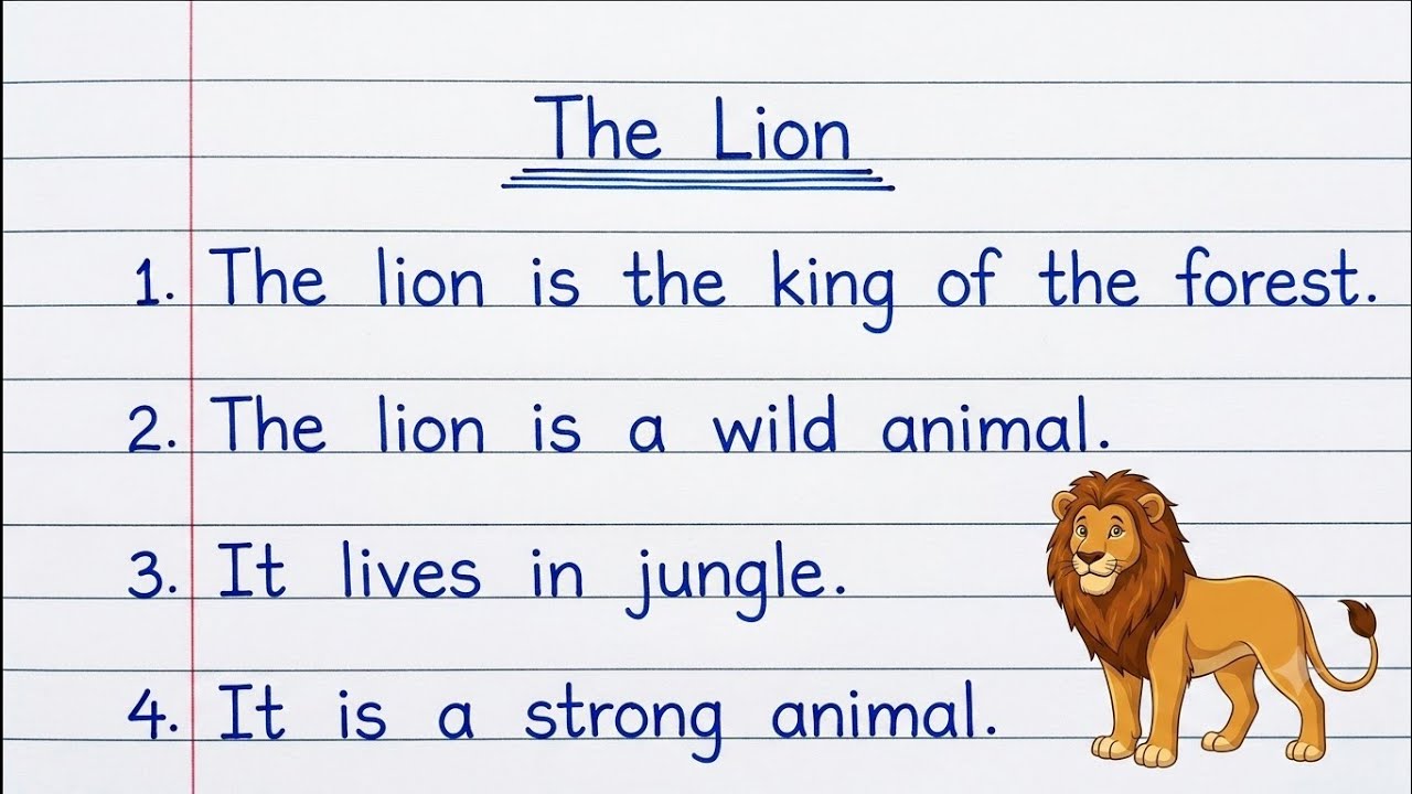 10 Lines Essay on The Lion in english । Pragaph on The Lion । #english #thelion #handwriting#youtube