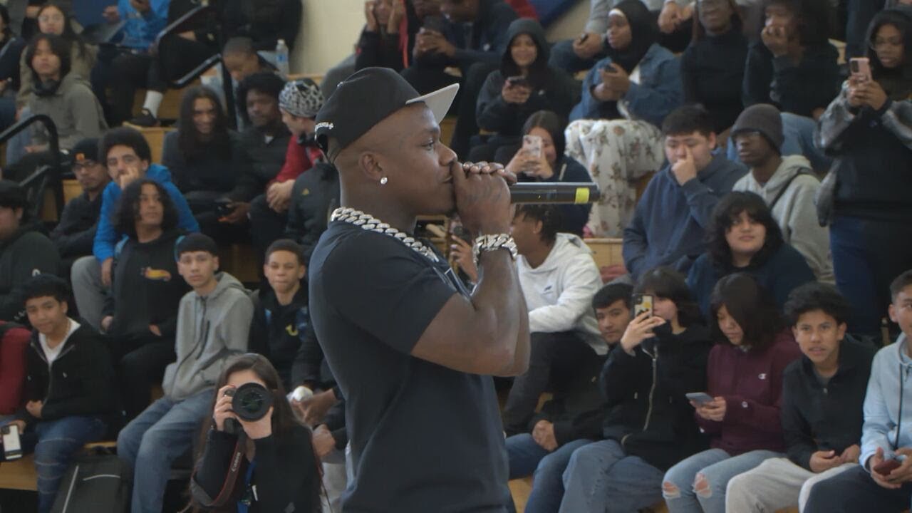 Rapper DaBaby surprises students at Charlotte high school