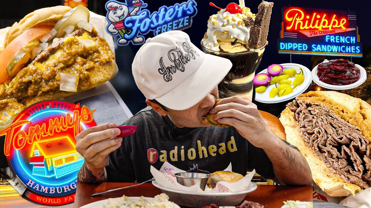 EATING FOODS INVENTED IN LOS ANGELES// LATE NITE FOOD TOUR IN LA, PHILIPPES, TOMMYS & HOT FUDGE