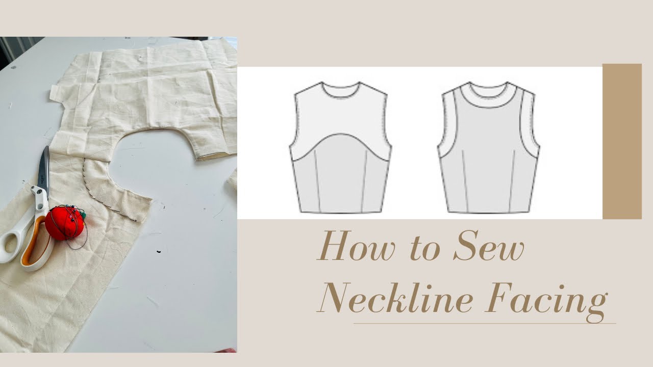 How to cut and sew neckline facing for beginners | SEW WITH KIZAJ