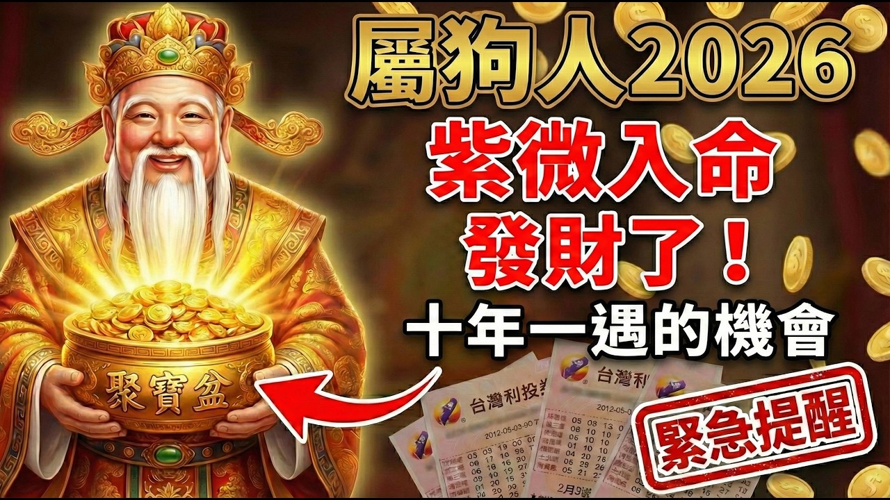 家裡有屬狗的快接走！2026年起，『紫微星』入命，十年一遇的發財機會就在眼前，抓住了富得流油，錯過了遺憾終生！#2026生肖狗運勢 #屬狗2026運勢 #財運 #生肖狗 #偏財 #屬狗 #丙午馬年