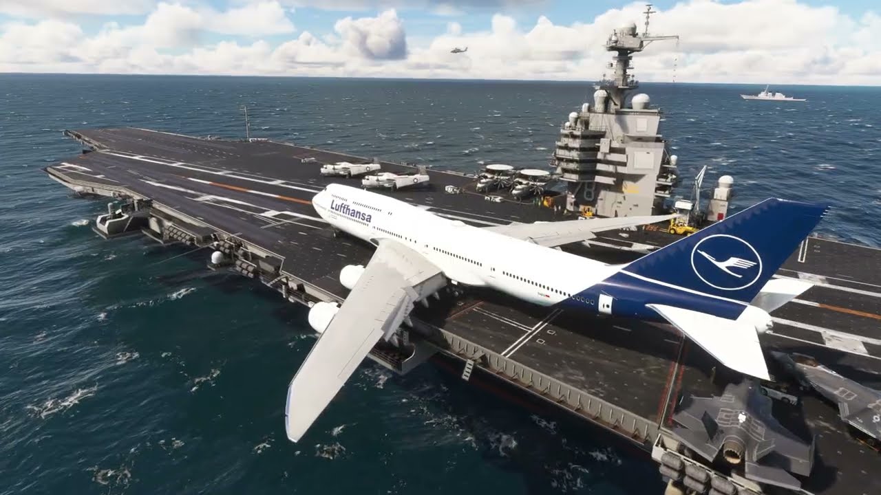 Unbelievable Boeing 747-8 Takeoff from an Aircraft Carrier Defies Physics