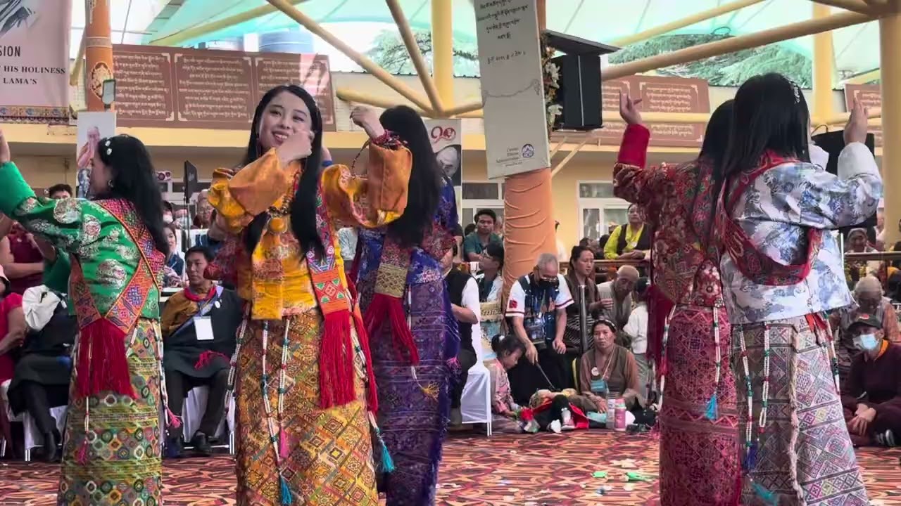 Beautiful Bhutanese Girls Dancing on the 90th Birthday Celebration of His Holiness the Dalai Lama