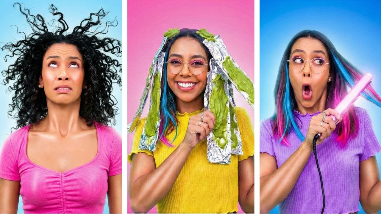 Le sfide dei capelli RICCI 💇‍♀️✨ Capelli LUNGHI vs CORTI Trucchi per il trucco fai-da-te!