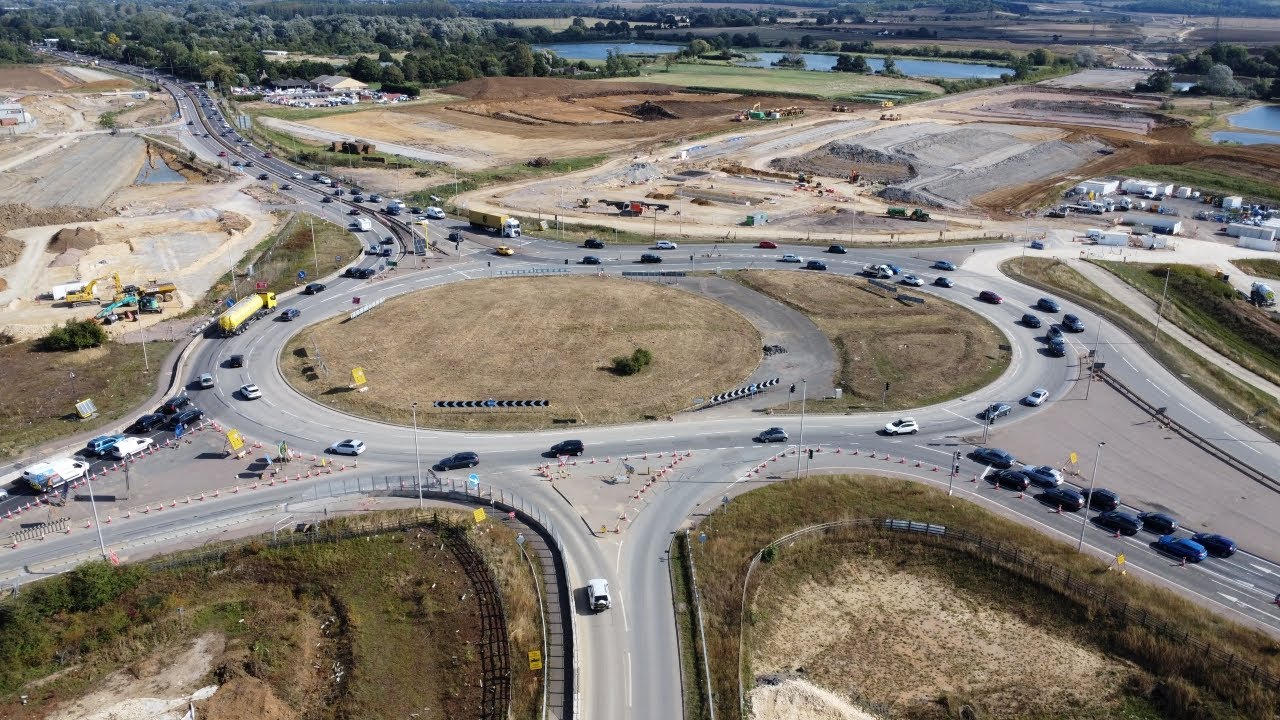 A1 Black Cat Roundabout Roadworks Road Construction