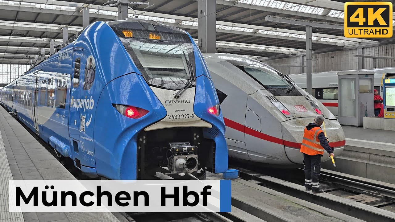 München Hbf 25.05.2025 - ICE, RJX, EC und Regionalverkehr bei Regenwetter