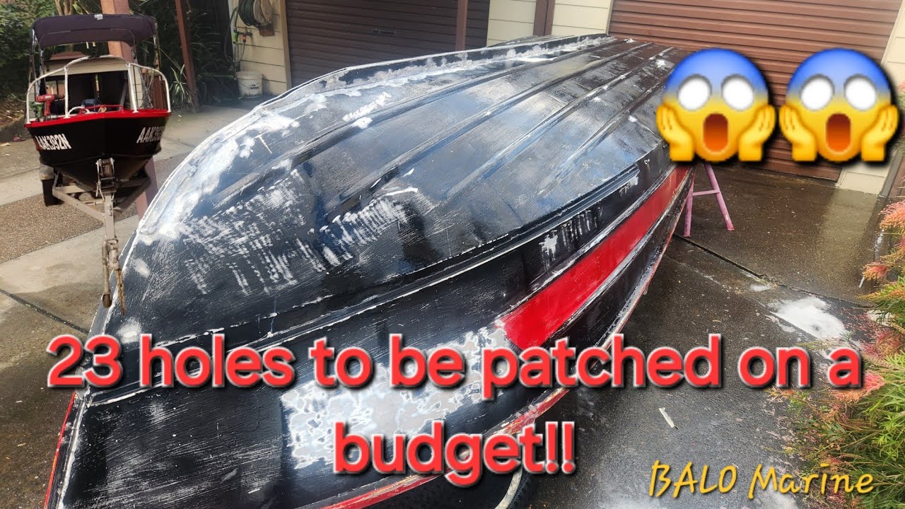 Aluminium boat restoration on a BUDGET part 1. PATCHING 23 HOLES!!!. #restoration