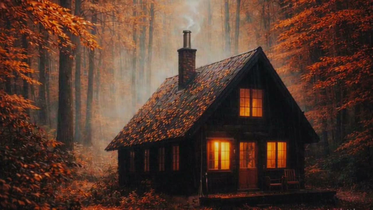 Autumn Forest Cabin Rain Ambience 🍂 | Relaxing Rain Sounds