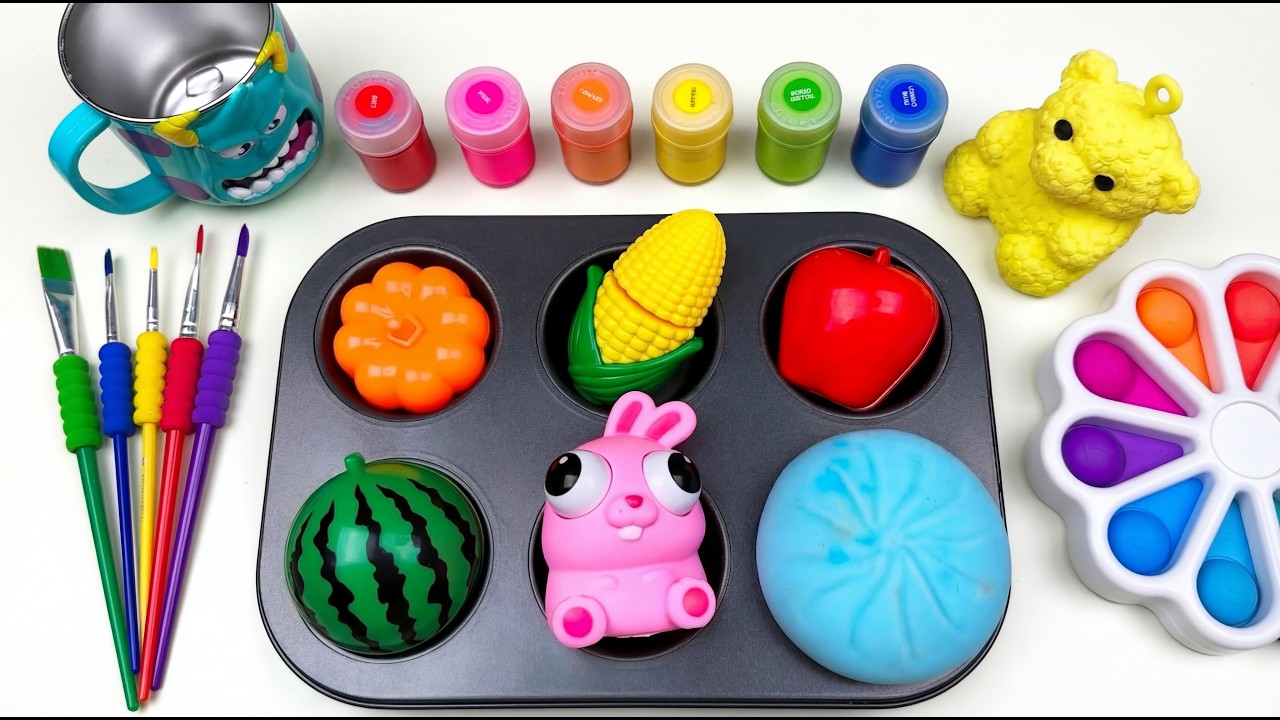 🌈 Oddly Satisfying Rainbow Paint & Toys Mixing