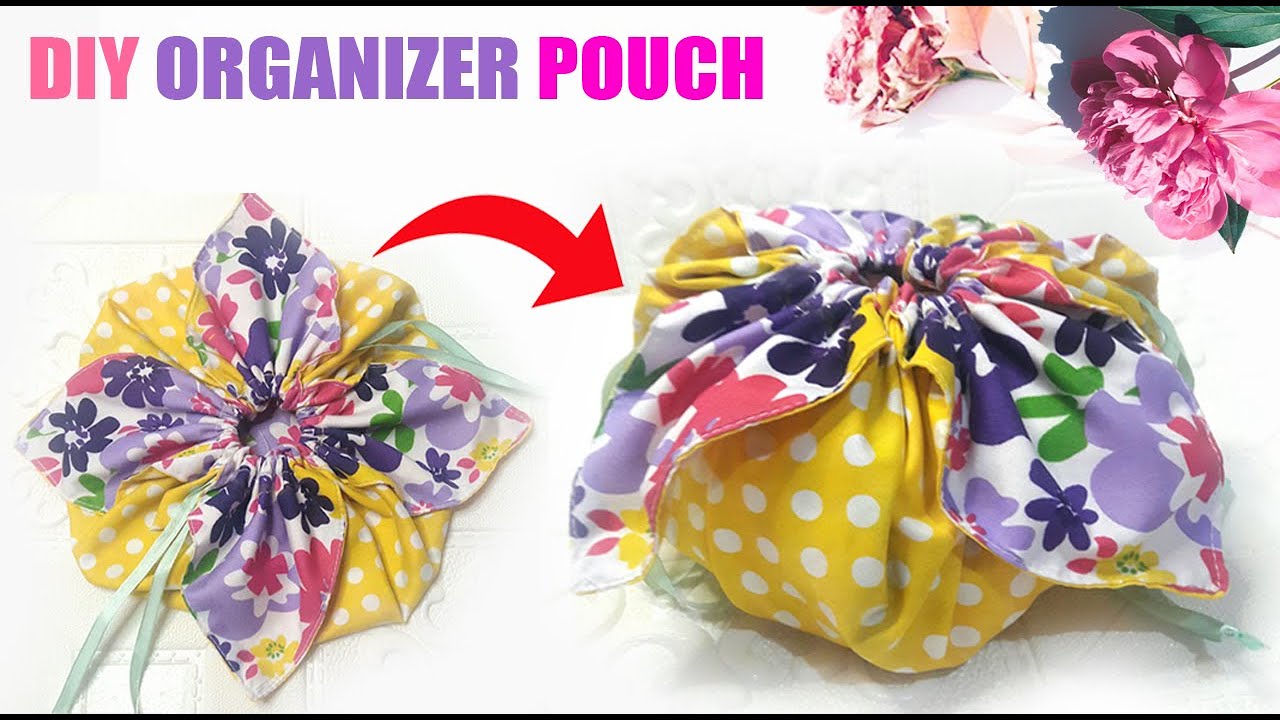 DIY Flower Petal Organizer Pouch | DIY drawstring Pouch Bag | How to make fabric Gift bag